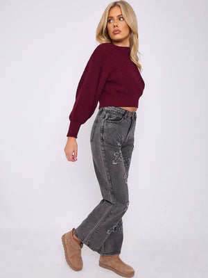 Crucifix Cross Straight Leg Denim Jeans - Molly - Storm Desire