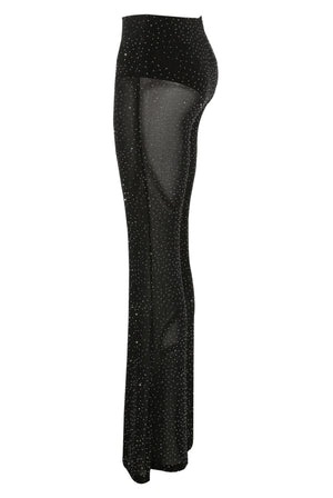 Diamante Embellished Mesh Flare Hem Trouser - - Storm Desire