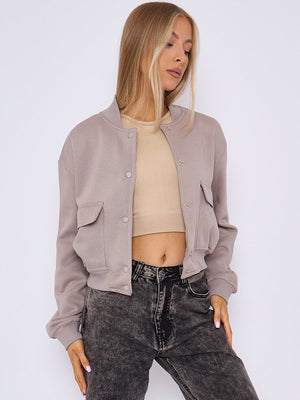 Cropped Fleece Bomber Jacket - Adelina - Storm Desire