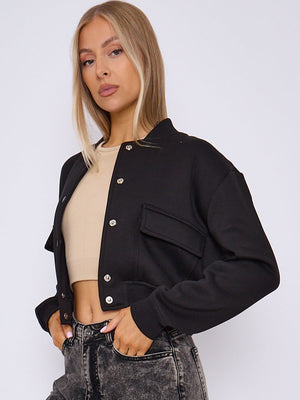 Cropped Fleece Bomber Jacket - Adelina - Storm Desire