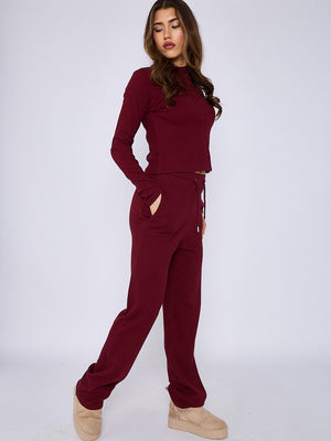 Ribbed Button Up Top & Wide Leg Trouser Co-ord - Mae - Storm Desire