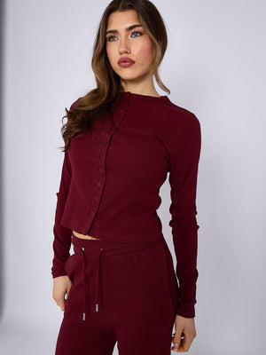 Ribbed Button Up Top & Wide Leg Trouser Co-ord - Mae - Storm Desire