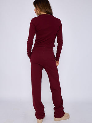 Ribbed Button Up Top & Wide Leg Trouser Co-ord - Mae - Storm Desire