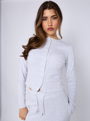 Ribbed Button Up Top & Wide Leg Trouser Co-ord - Mae - Storm Desire