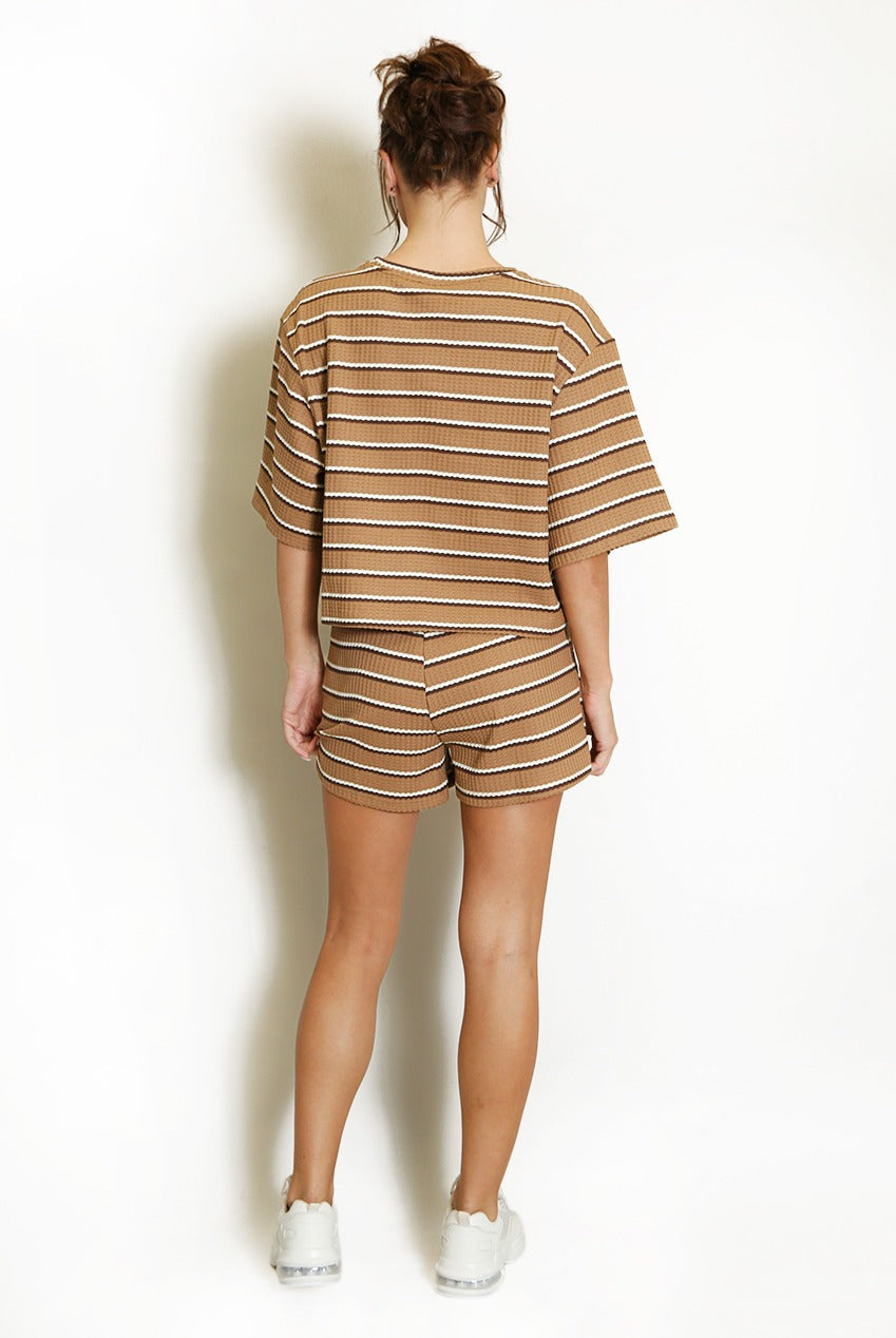 Striped Textured T-Shirt and Casual Shorts - Lennon