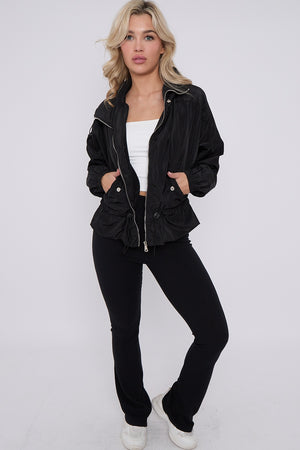 Black High Neck Hooded Festival Wind Surfer Jacket - Parker - Storm Desire