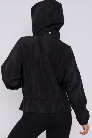 Black High Neck Hooded Festival Wind Surfer Jacket - Parker - Storm Desire