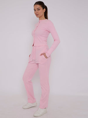 Ribbed Button Up Top & Wide Leg Trouser Co-ord - Mae - Storm Desire