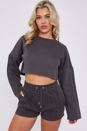 Triple Seam Shorts & Crop Top Set - Zoe - Storm Desire