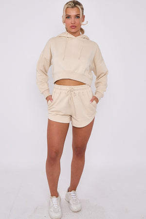 Crop Sweatshirt And Shorts Set - Violet - Storm Desire