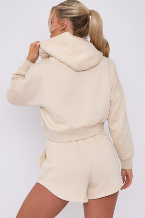 Crop Sweatshirt And Shorts Set - Violet - Storm Desire