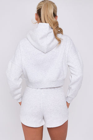 Crop Sweatshirt And Shorts Set - Violet - Storm Desire