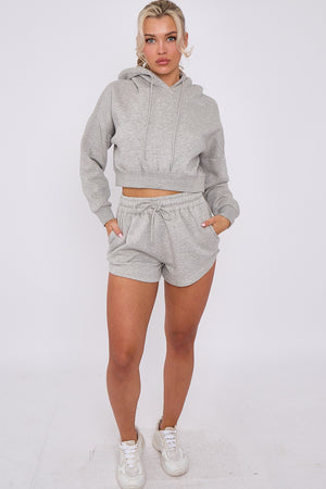 Crop Sweatshirt And Shorts Set - Violet - Storm Desire