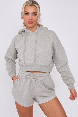 Crop Sweatshirt And Shorts Set - Violet - Storm Desire