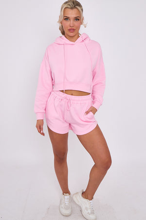 Crop Sweatshirt And Shorts Set - Violet - Storm Desire