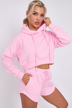 Crop Sweatshirt And Shorts Set - Violet - Storm Desire