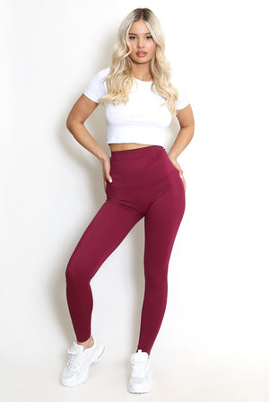 Wine High Waisted Sports Energy Leggings - Lexi - Storm Desire