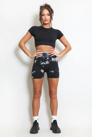 Tie Dye Print Bum Sculpt Shorts - Chloe - Storm Desire