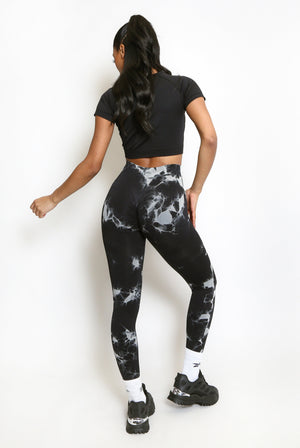 Tie Dye Print Bum Sculpt Leggings - Cecilia - Storm Desire