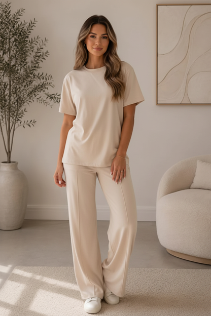 Side Cinched Flared Trousers Set - Kay