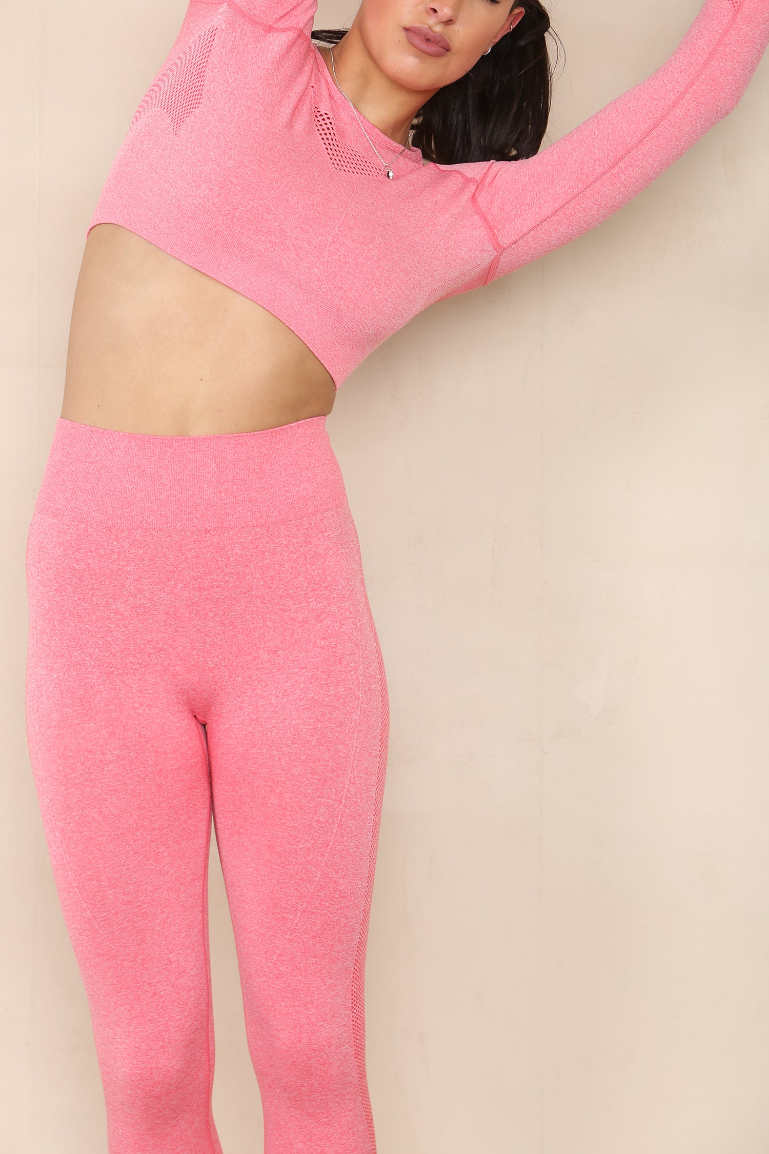 Coral Cut Out Top And Push Up Legging Gym Set - Mina - Storm Desire