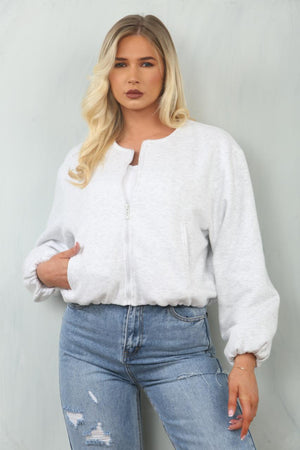 Soft Bubble Hem Bomber Jacket - Amoura - Storm Desire