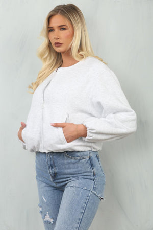 Soft Bubble Hem Bomber Jacket - Amoura - Storm Desire