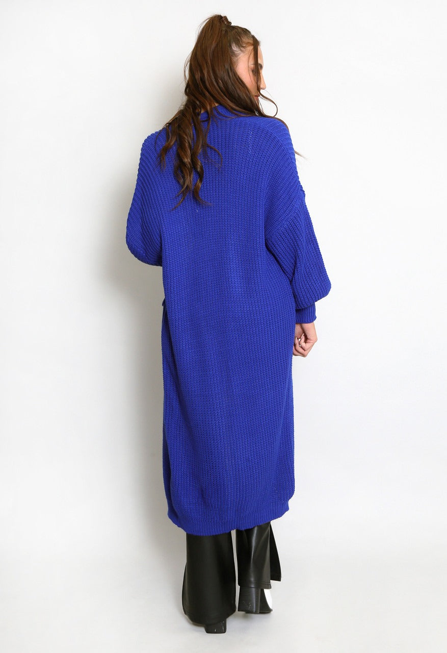 Royal Blue Oversize Longline Knitted Cardigan - Kori - Storm Desire