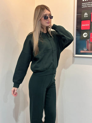 Bomber Style Oversize Fleece Zipper & Jogger Set - Sara - Storm Desire