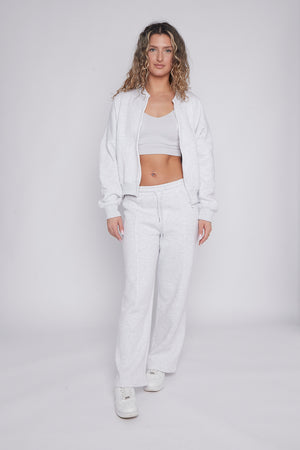 Bomber Style Oversize Fleece Zipper & Jogger Set - Sara - Storm Desire