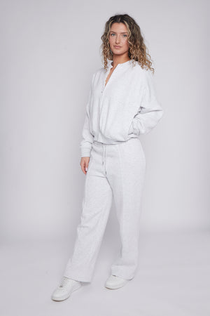 Bomber Style Oversize Fleece Zipper & Jogger Set - Sara - Storm Desire