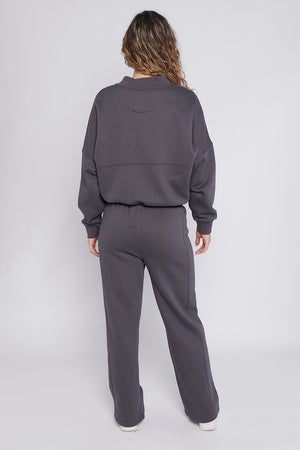 Bomber Style Oversize Fleece Zipper & Jogger Set - Sara - Storm Desire