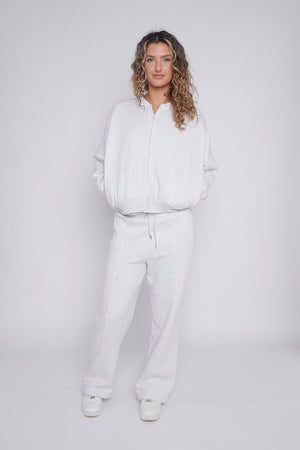 Bomber Style Oversize Fleece Zipper & Jogger Set - Sara - Storm Desire
