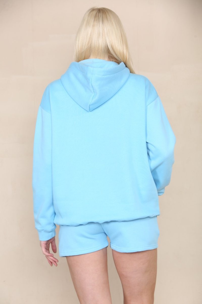 Blue Oversized Hoodie & Shorts Fleece Co-ord - Eliana - Storm Desire