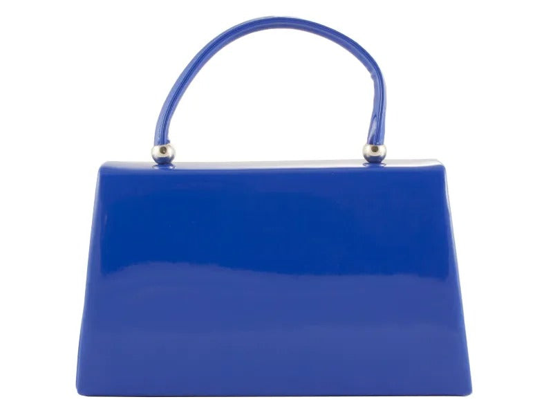 Royal Blue Shiny Patent PU Top Handle Mini Bag - Shelby - Storm Desire