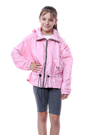 Kids Baby Pink High Neck Hooded Festival Jacket - Parker - Storm Desire