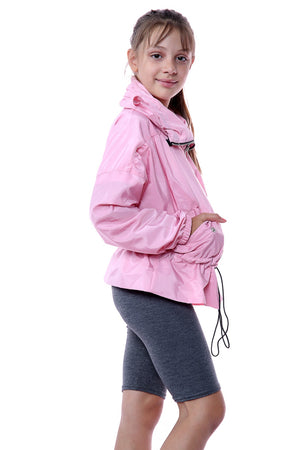 Kids Baby Pink High Neck Hooded Festival Jacket - Parker - Storm Desire