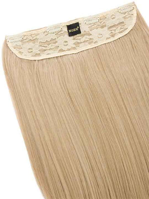 Light blonde straight hair extension with lace weft band and small label