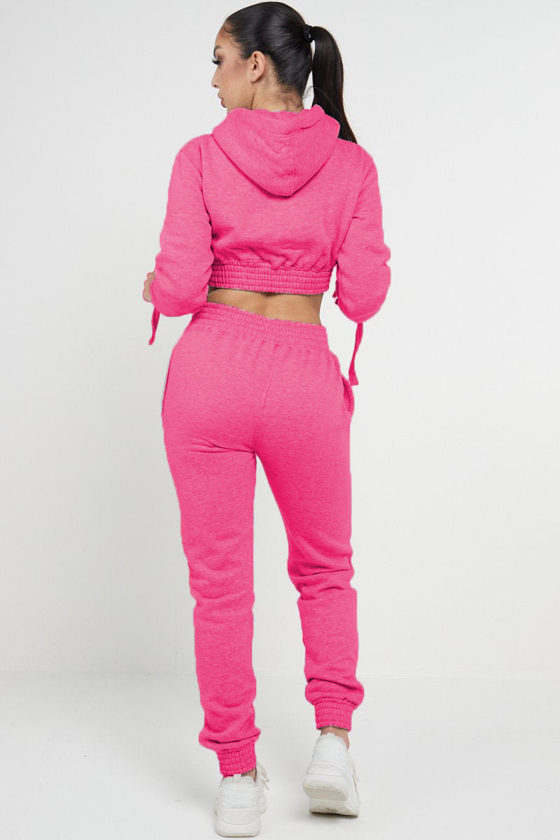 Azalea Pink Crop Hooded Loungewear - Heidi - Storm Desire