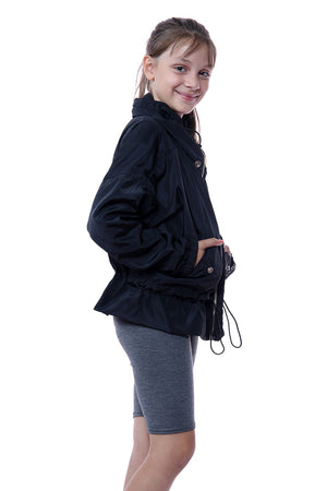 Kids Black High Neck Hooded Festival Jacket - Parker - Storm Desire