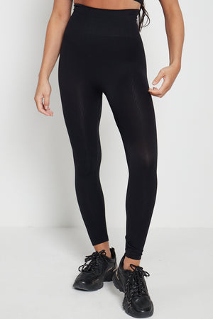 High Waist Ribbed Leggings - Della - Storm Desire