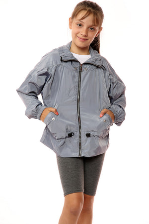 Kids Grey High Neck Hooded Festival Jacket - Parker - Storm Desire