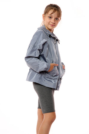 Kids Grey High Neck Hooded Festival Jacket - Parker - Storm Desire