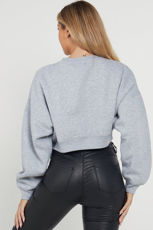 Fleece Jersey Baggy Crop Jumper - Logan - Storm Desire