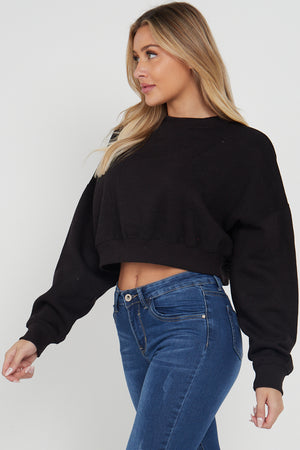 Fleece Jersey Baggy Crop Jumper - Logan - Storm Desire