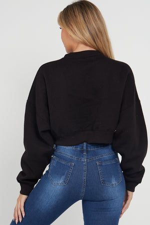 Fleece Jersey Baggy Crop Jumper - Logan - Storm Desire