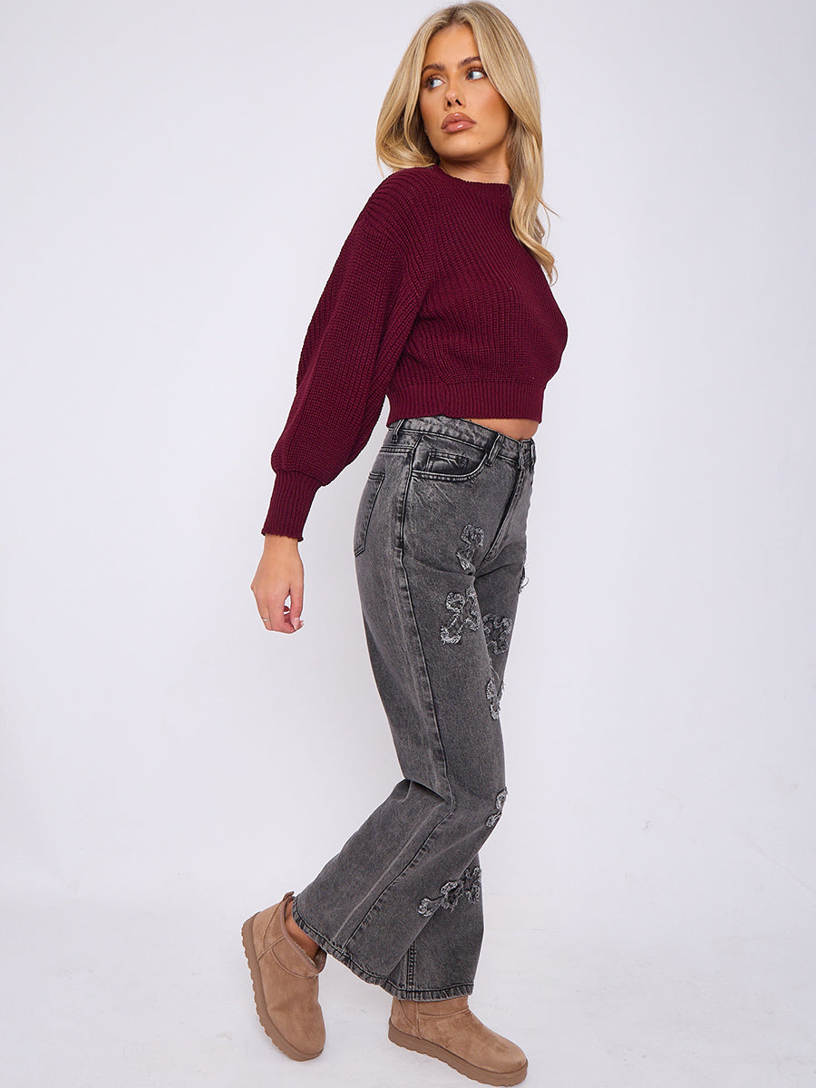 Crucifix Cross Straight Leg Denim Jeans - Molly - Storm Desire