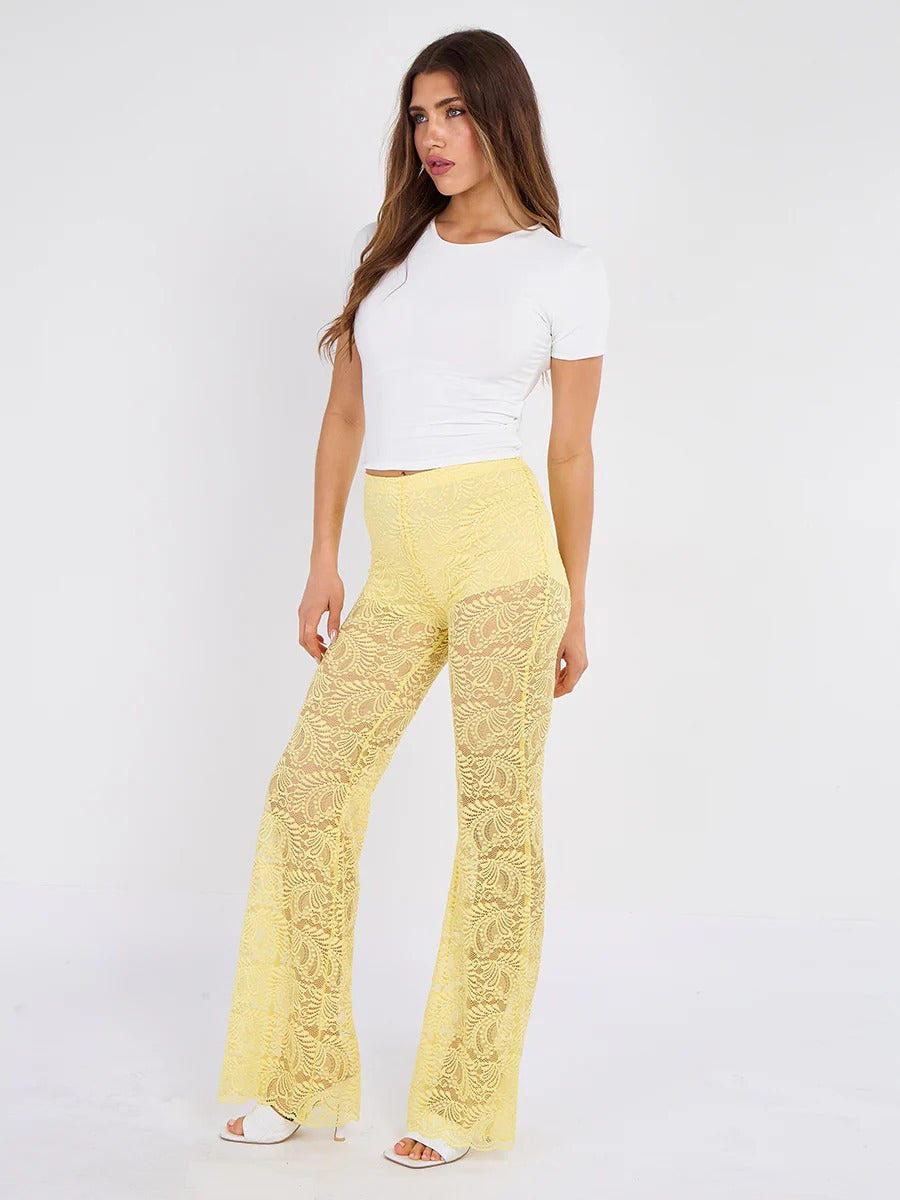 High Waist Lace Flared Trousers Heaven
