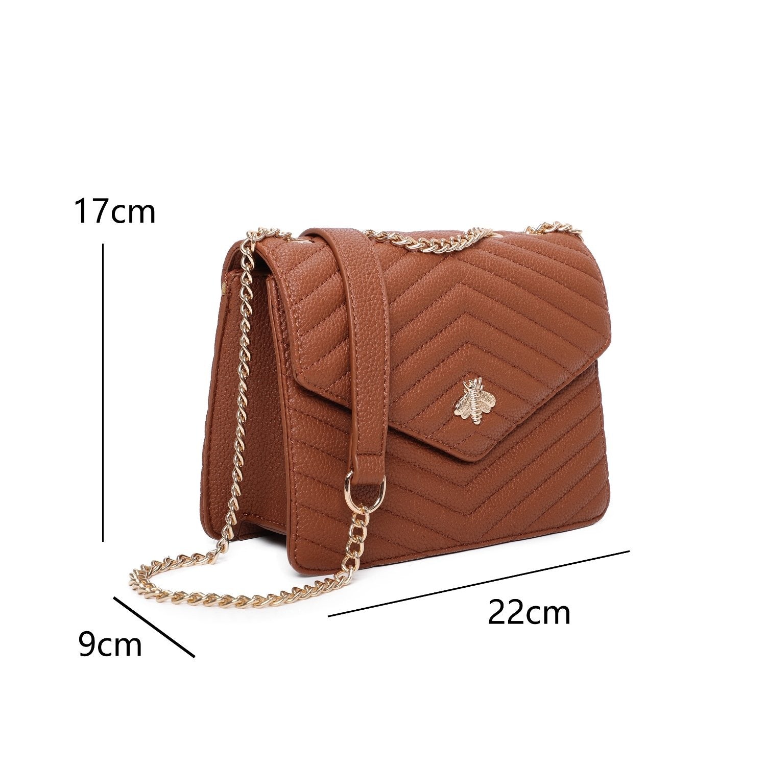 Square Quilted Bee Crossbody Bag - Kimberly - Storm Desire