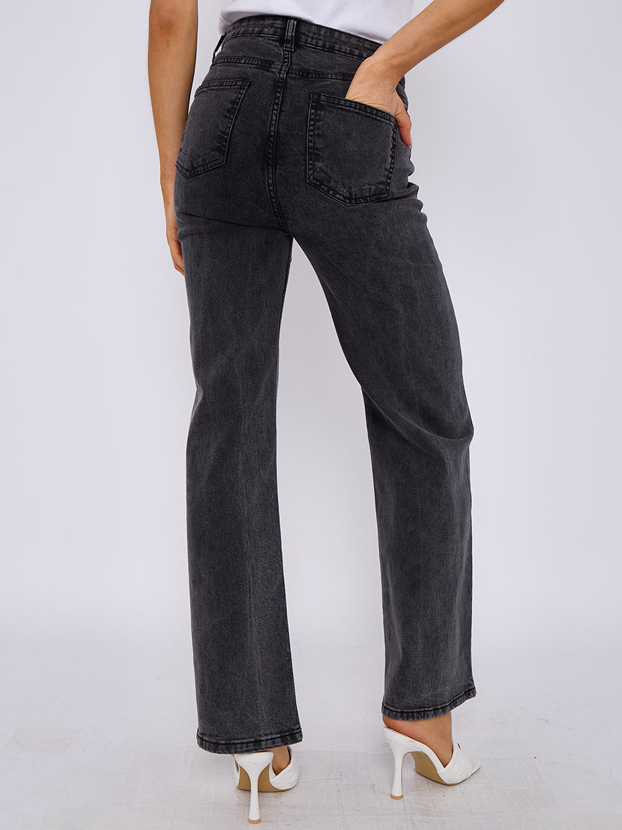 Star Studded Diamante Straight Leg Denim Jeans - Reyna - Storm Desire